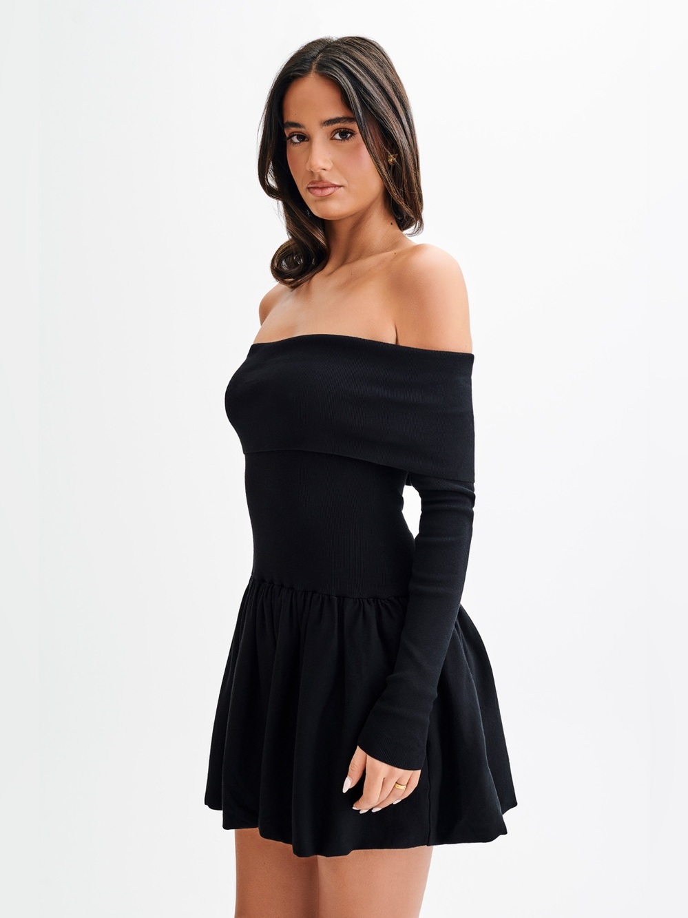 Meshki Atlanta Long Sleeve Mini Dress in Black - Size M